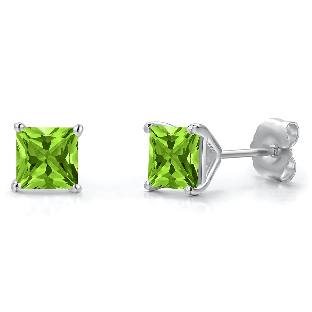 Peridot - August_Earrings in 14K White Gold