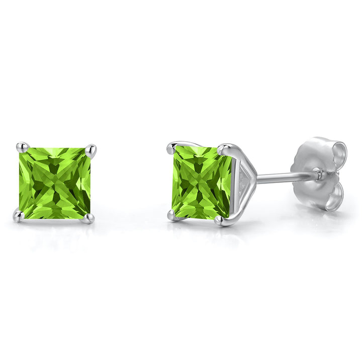 Peridot - August_Earrings in 14K White Gold