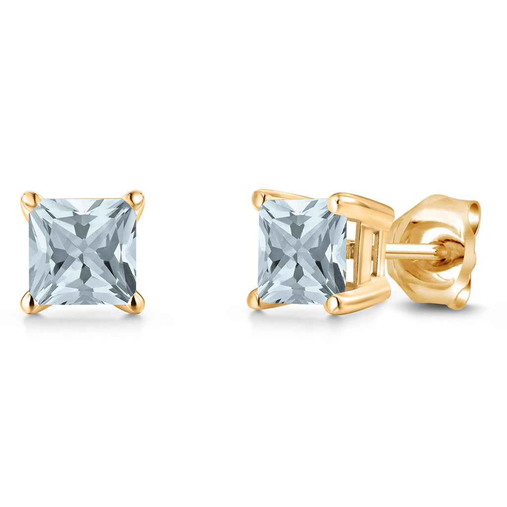 Aquamarine - March_Earrings in 14K Yellow Gold