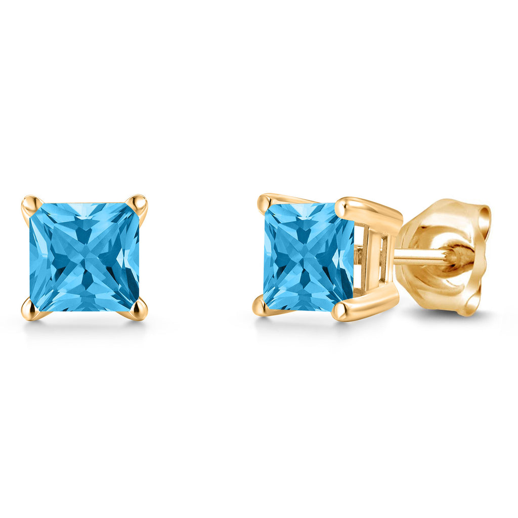 Swiss Blue Topaz - November_Earrings in 14K Yellow Gold