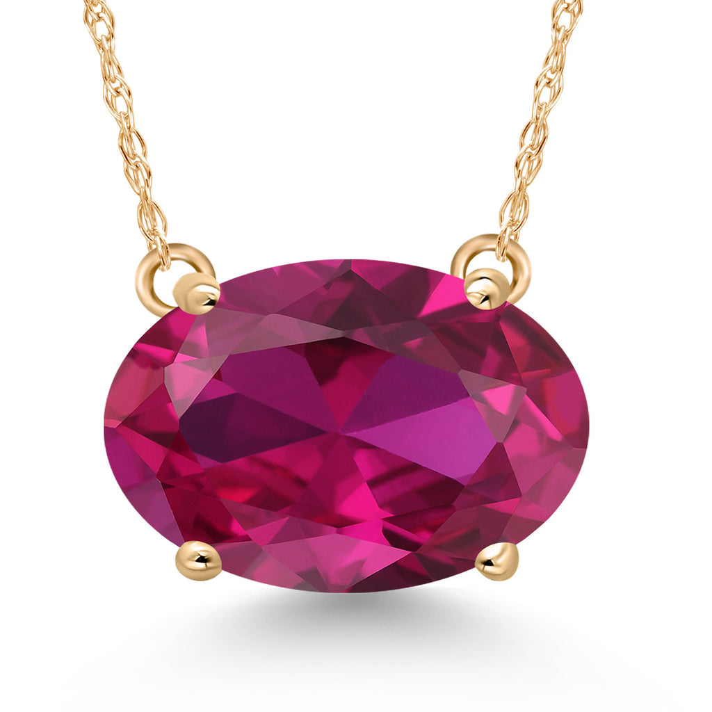 Gem Stone King 14K Yellow Gold 11X9MM Oval Gemstone Birthstone Solitaire Pendant Necklace | Gold Necklace For Women | With 18 Inch Gold Chain