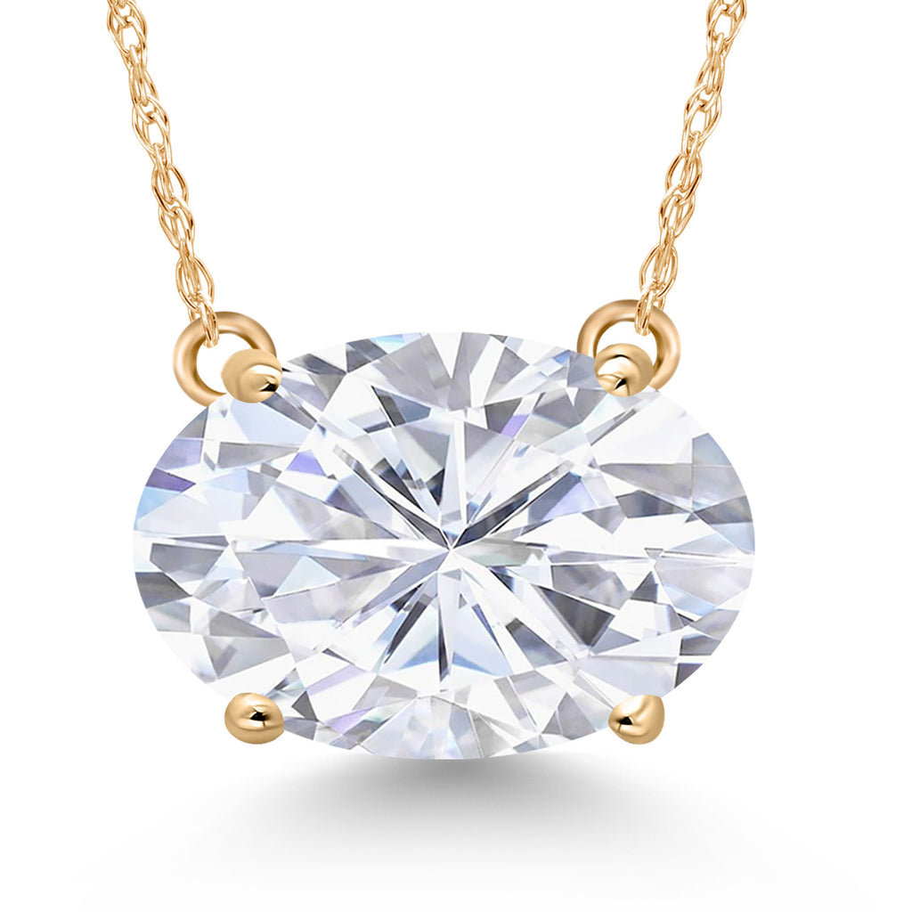 Gem Stone King 14K Yellow Gold 11X9MM Oval Gemstone Birthstone Solitaire Pendant Necklace | Gold Necklace For Women | With 18 Inch Gold Chain