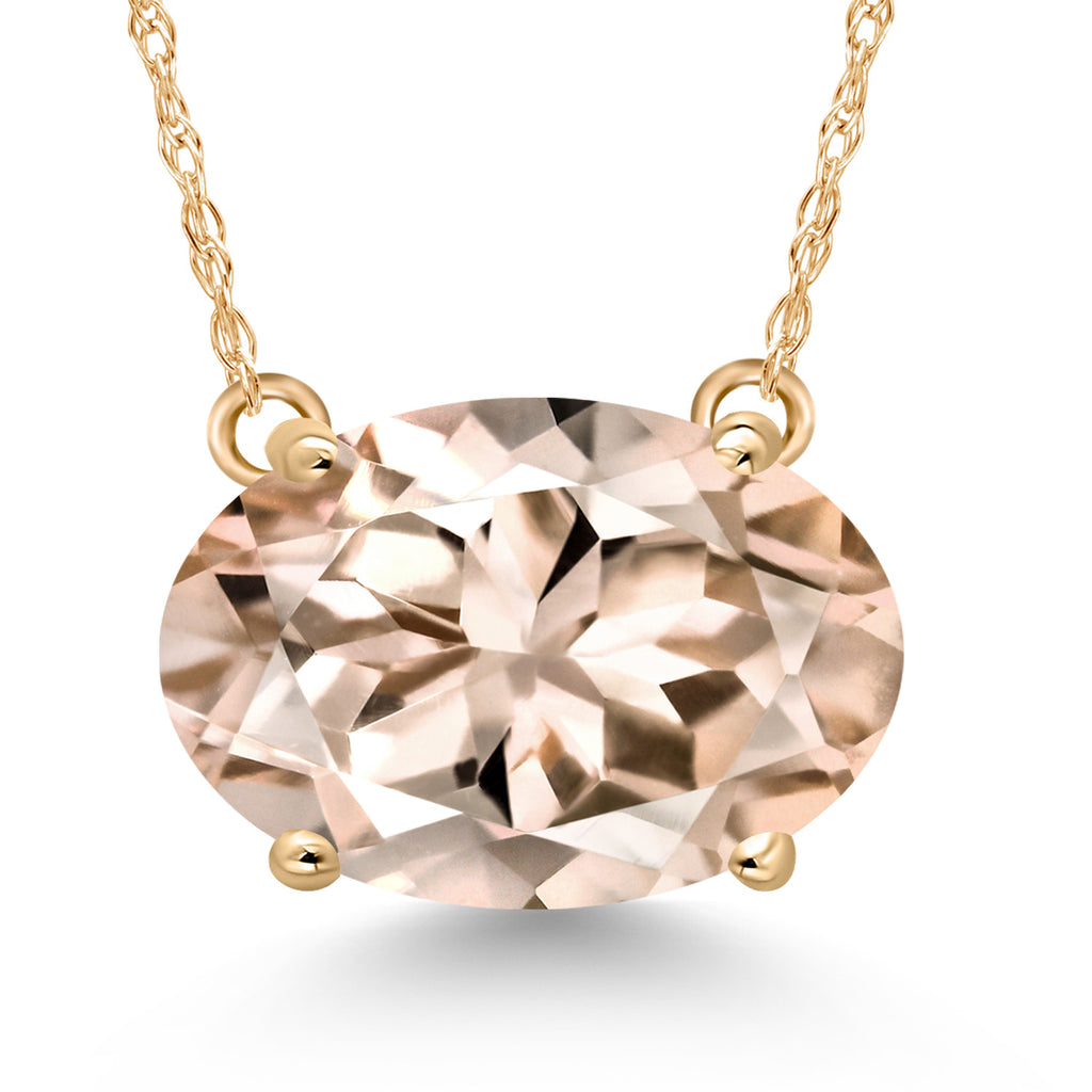 Gem Stone King 14K Yellow Gold 11X9MM Oval Gemstone Birthstone Solitaire Pendant Necklace | Gold Necklace For Women | With 18 Inch Gold Chain