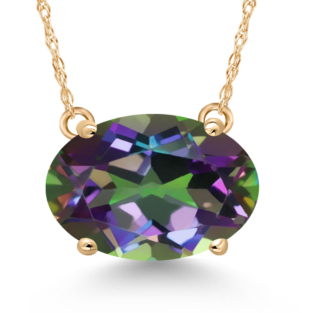 Gem Stone King 14K Yellow Gold 11X9MM Oval Gemstone Birthstone Solitaire Pendant Necklace | Gold Necklace For Women | With 18 Inch Gold Chain