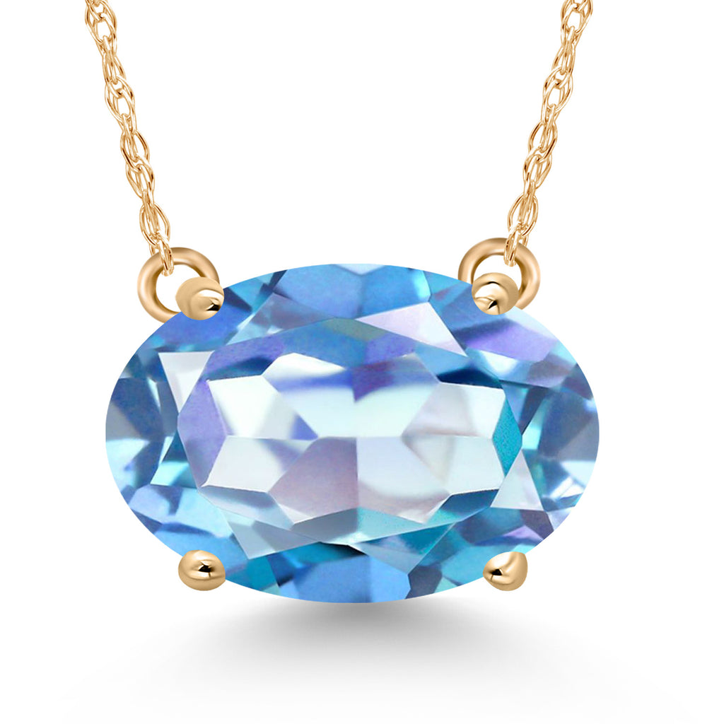Millennium Blue Mystic Quartz_Pendant in 14K Yellow Gold