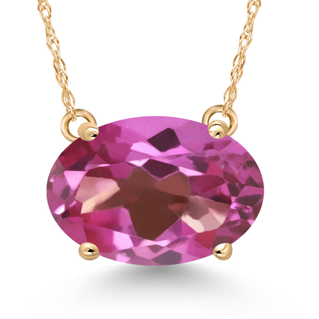 Gem Stone King 14K Yellow Gold 11X9MM Oval Gemstone Birthstone Solitaire Pendant Necklace | Gold Necklace For Women | With 18 Inch Gold Chain