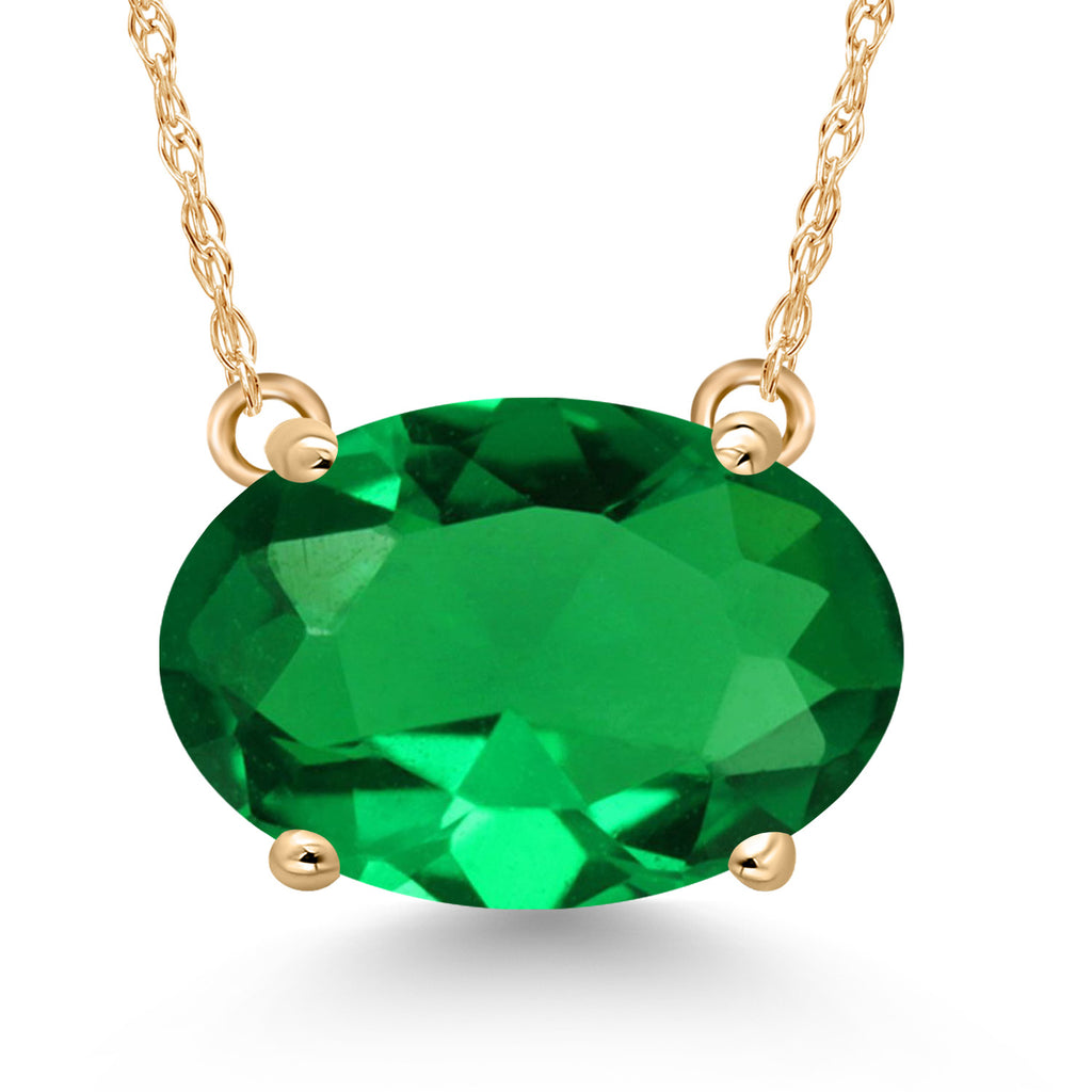 Gem Stone King 14K Yellow Gold 11X9MM Oval Gemstone Birthstone Solitaire Pendant Necklace | Gold Necklace For Women | With 18 Inch Gold Chain