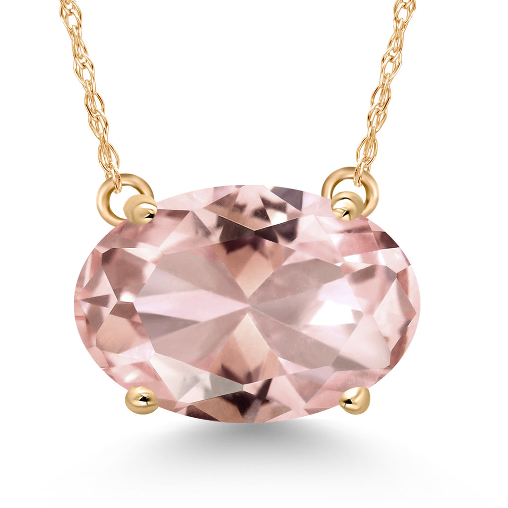 Gem Stone King 14K Yellow Gold 11X9MM Oval Gemstone Birthstone Solitaire Pendant Necklace | Gold Necklace For Women | With 18 Inch Gold Chain