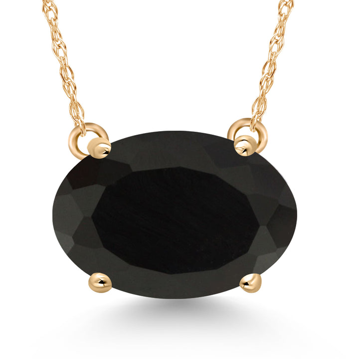 Black Onyx - December_Pendant in 14K Yellow Gold