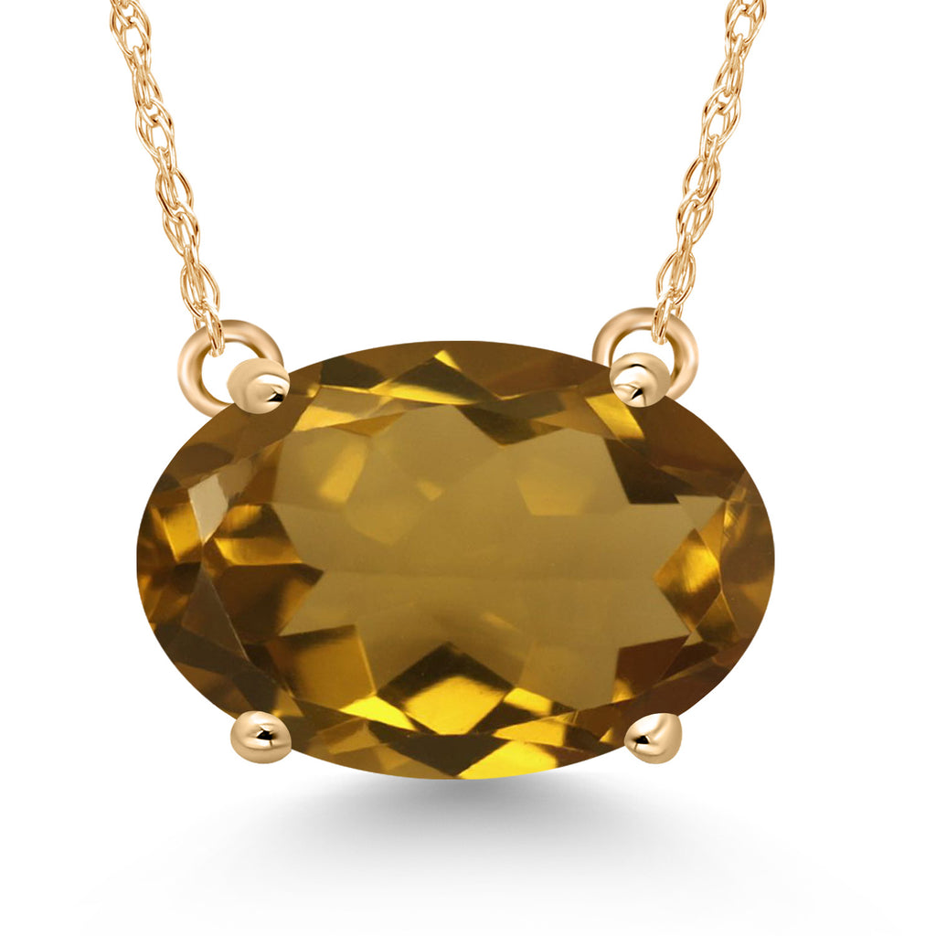 Whiskey Quartz_Pendant in 14K Yellow Gold