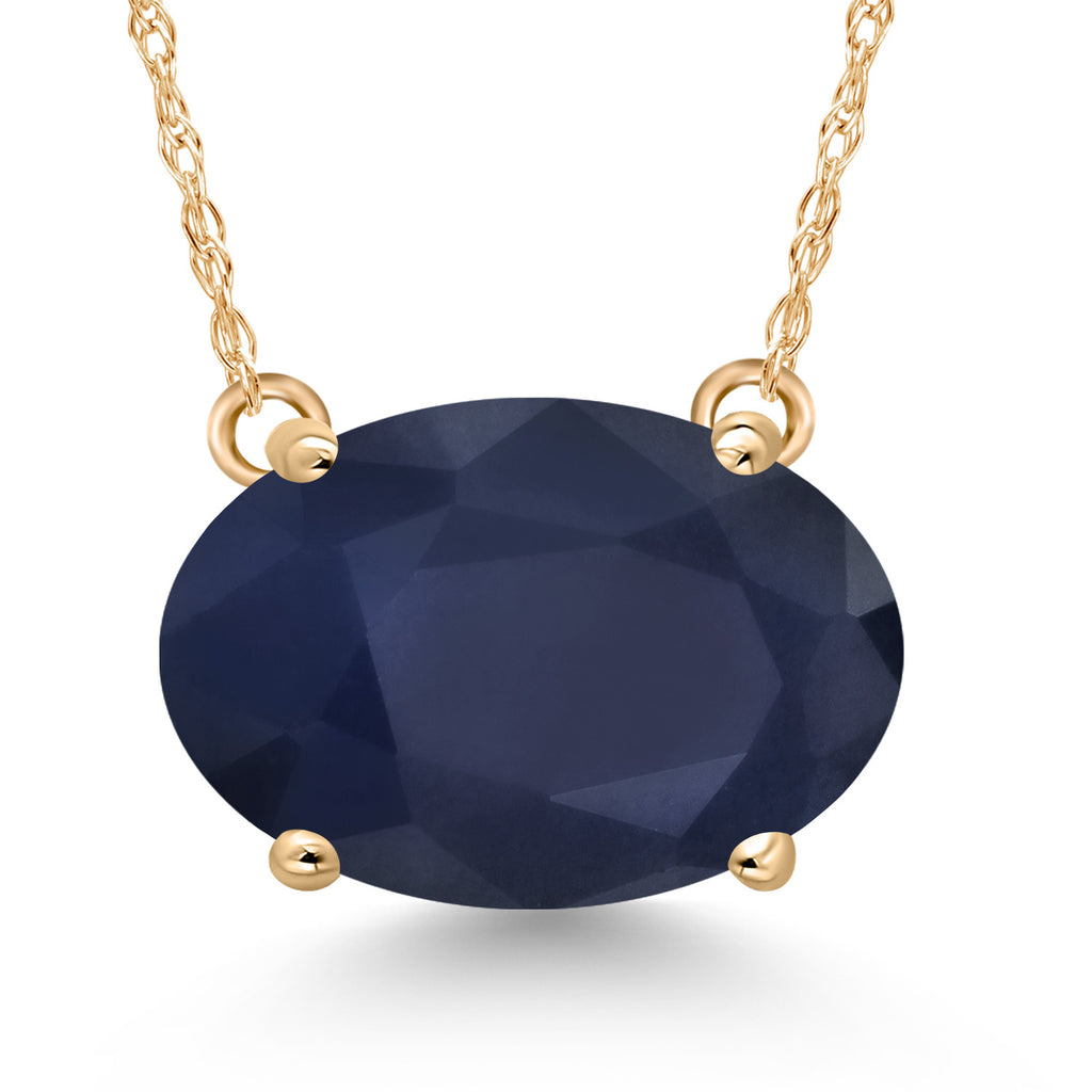 Blue Sapphire - September_Pendant in 14K Yellow Gold
