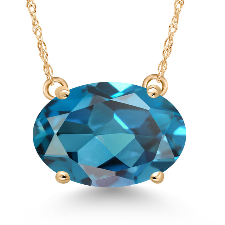 London Blue Topaz - November_Pendant in 14K Yellow Gold