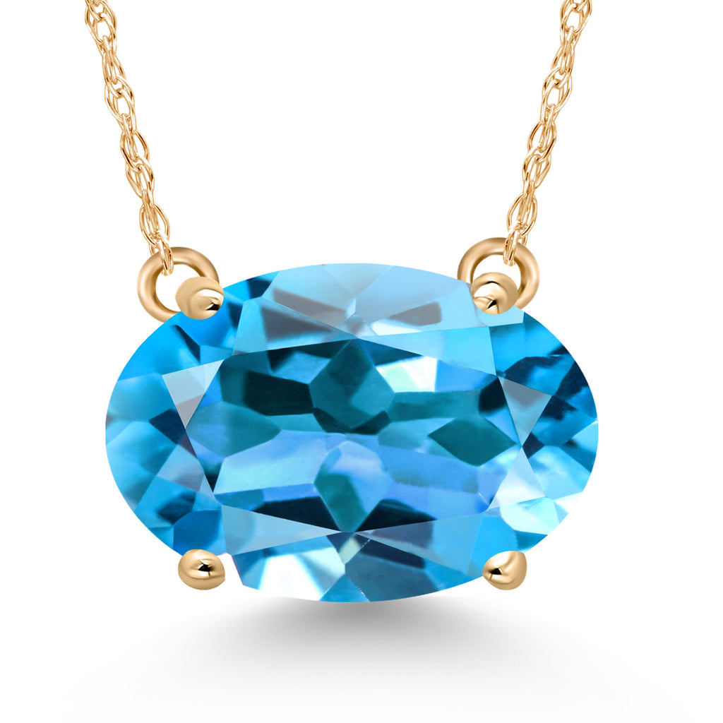 Swiss Blue Topaz - November_Pendant in 14K Yellow Gold