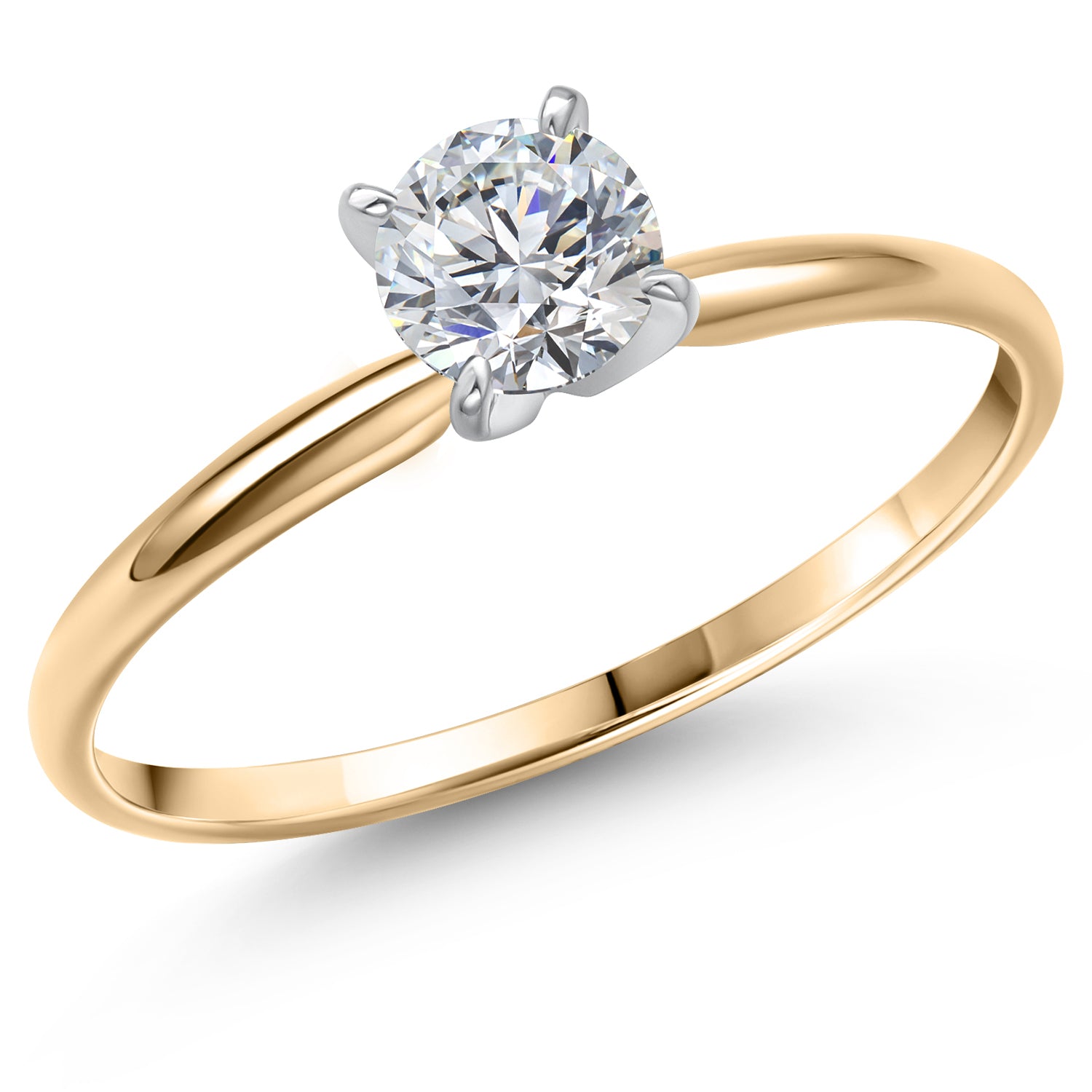 14K Two Tone Gold Lab Grown Diamond Engagement Ring For Women | 0.50 Cttw | Round 5MM | Gemstone April Birthstone | Available in Size 5,6,7,8,9