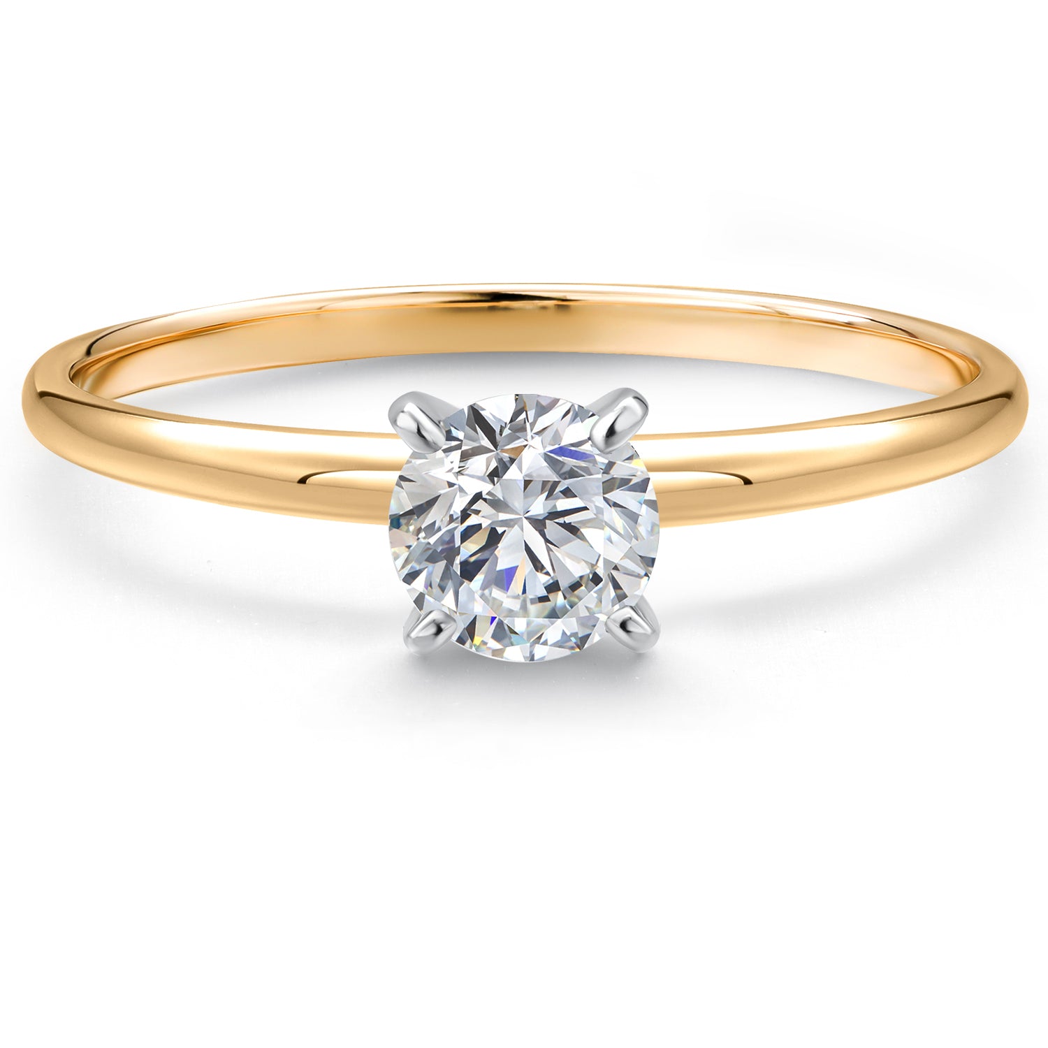 14K Two Tone Gold Lab Grown Diamond Engagement Ring For Women | 0.50 Cttw | Round 5MM | Gemstone April Birthstone | Available in Size 5,6,7,8,9