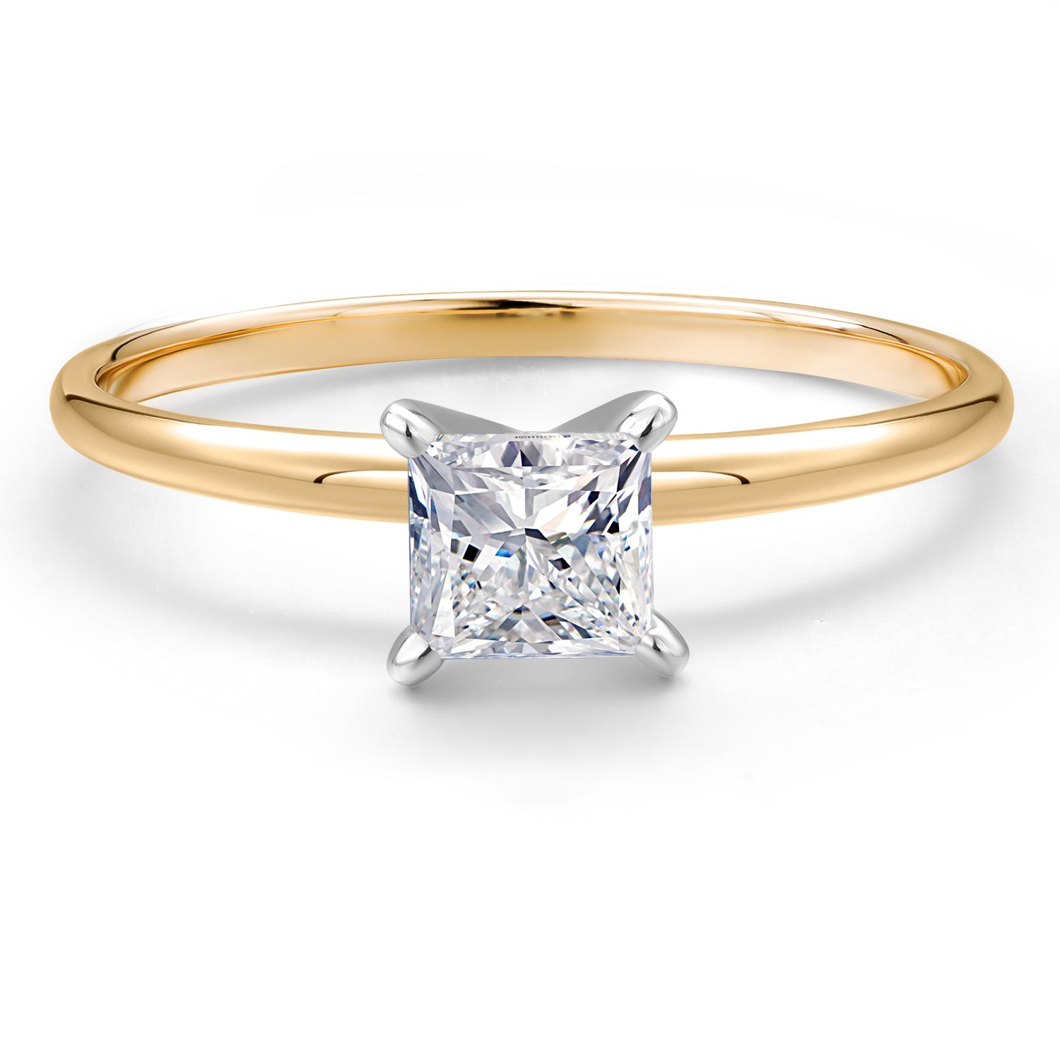 14K Two Tone Gold Princess Lab Grown Diamond Engagement Ring For Women | 0.70 Cttw | Gemstone April Birthstone | DEF Color | VVS-VS Clarity | Available in Size 5,6,7,8,9