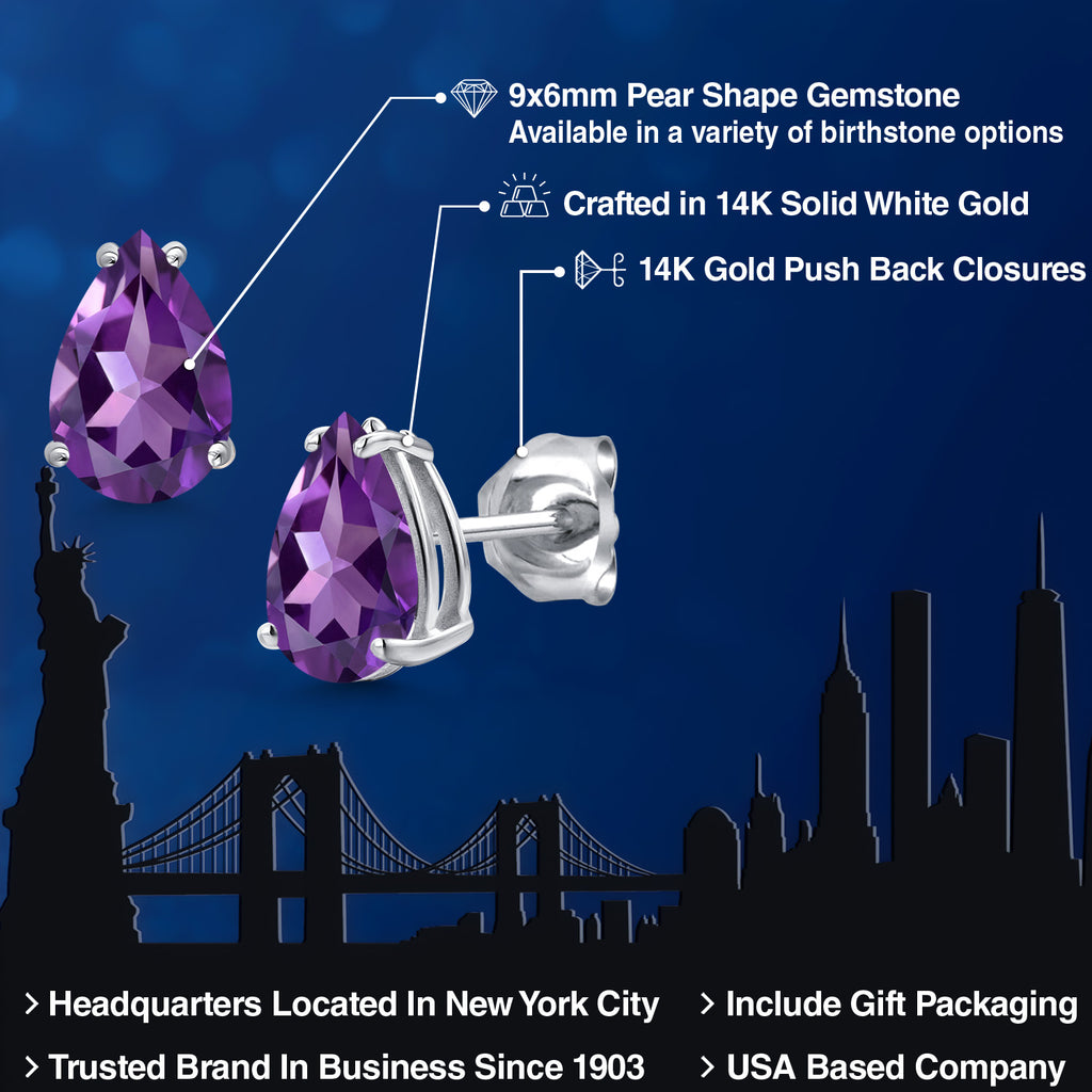 Amethyst - February_Earrings in 14K White Gold