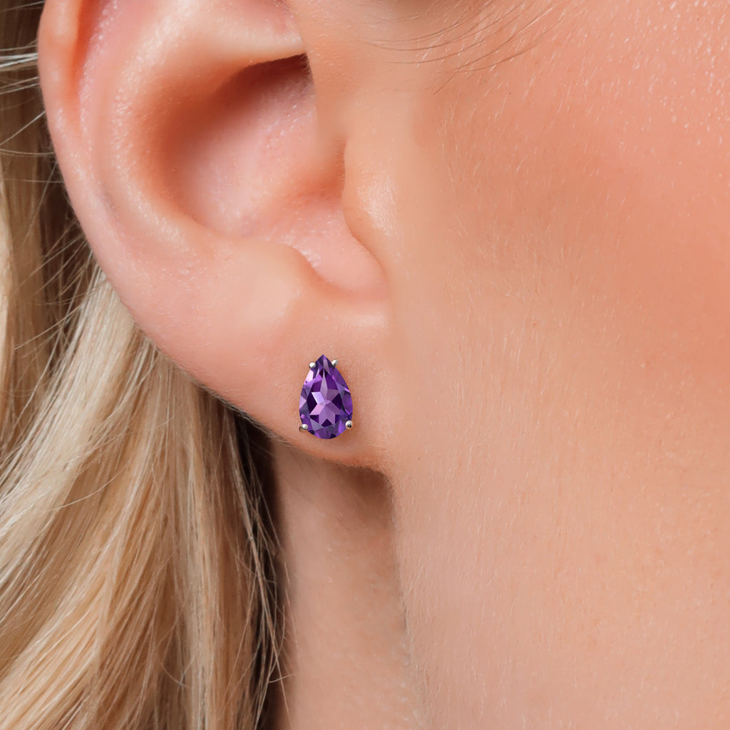 Amethyst - February_Earrings in 14K White Gold
