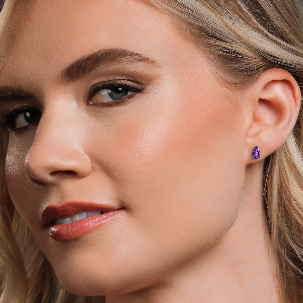 Amethyst - February_Earrings in 14K White Gold