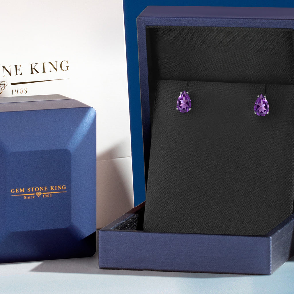 Amethyst - February_Earrings in 14K White Gold