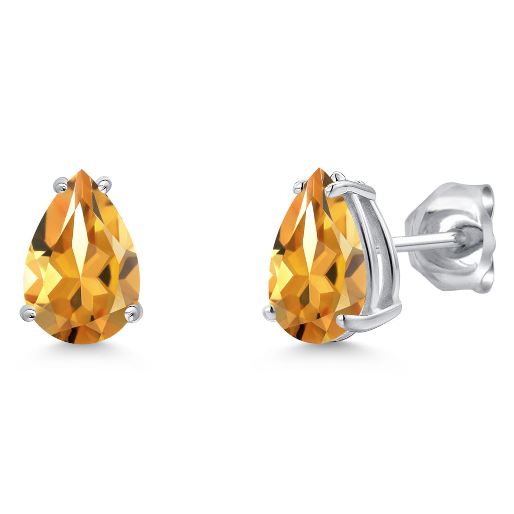 Citrine - November_Earrings in 14K White Gold