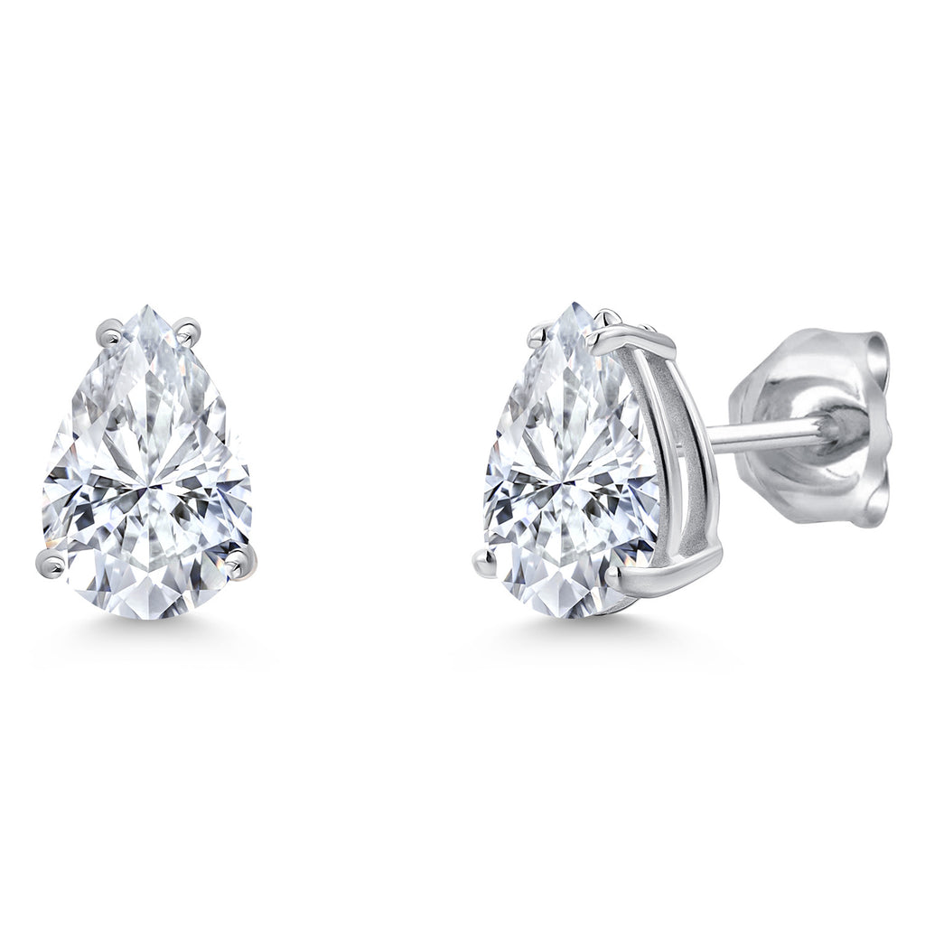 White Moissanite - April_Earrings in 14K White Gold