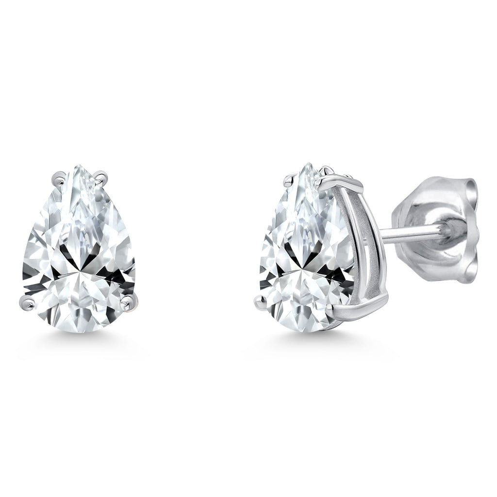 White Created Sapphire - September_Earrings in 14K White Gold