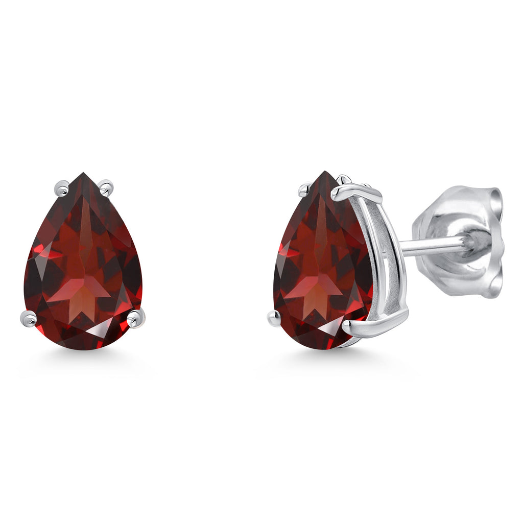 Garnet - January_Earrings in 14K White Gold