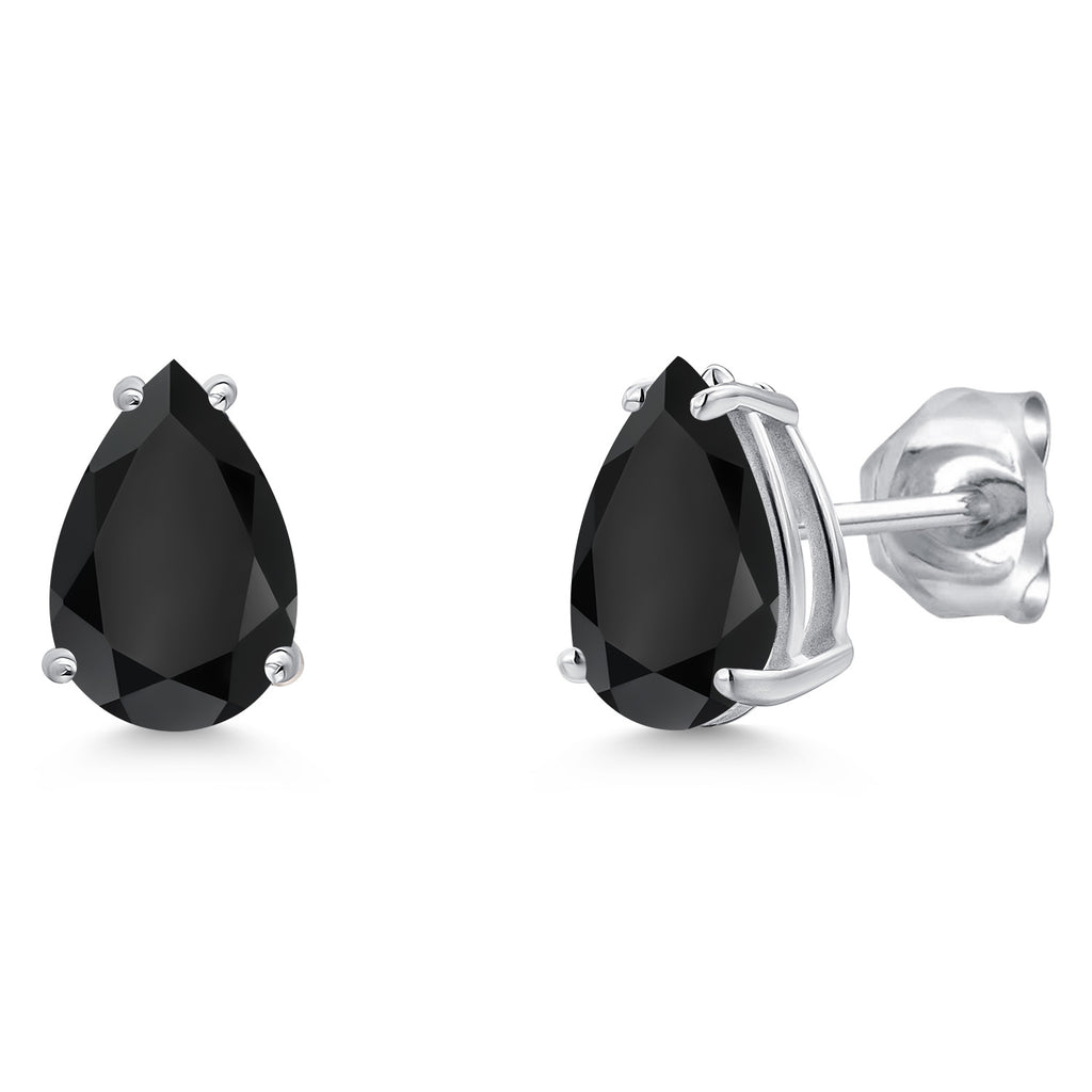 Onyx - December_Earrings in 14K White Gold