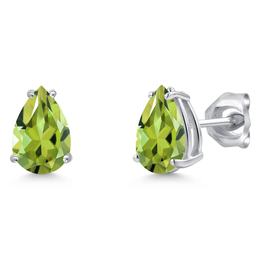 Peridot - August_Earrings in 14K White Gold