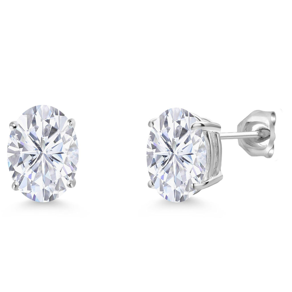 White Moissanite - April_Earrings in 14K White Gold