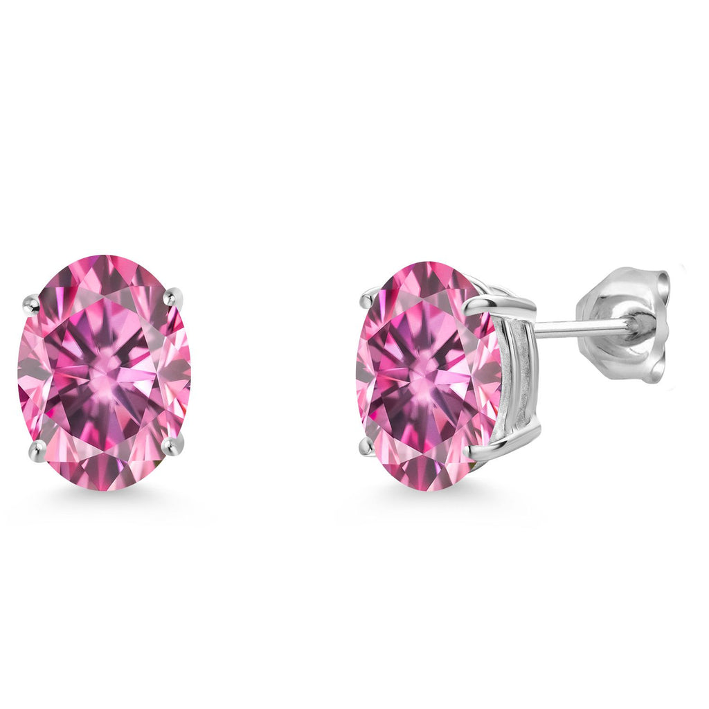 Pink Moissanite - April_Earrings in 14K White Gold