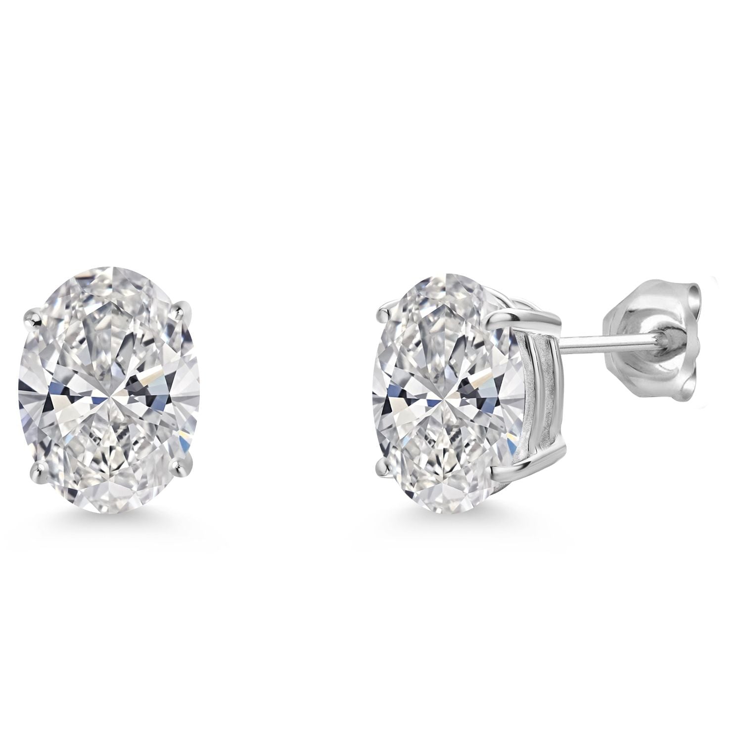 3 Cttw 14K White Gold IGI Certified Lab Grown Diamond Stud Basket Setting Earrings | Oval Cut | F-G Color | VS Clarity | Double Notch | Gold Earrings For Women Men