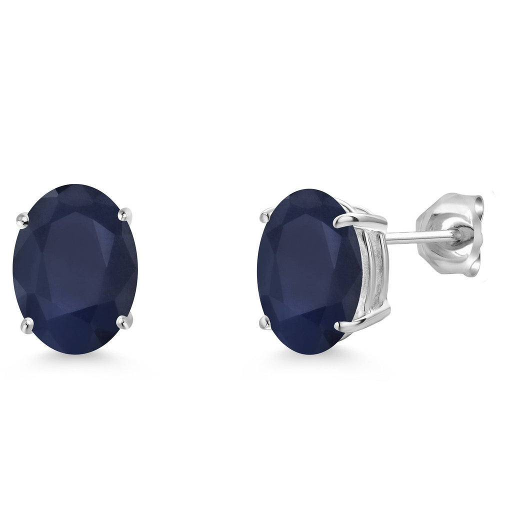 Blue Sapphire - September_Earrings in 14K White Gold