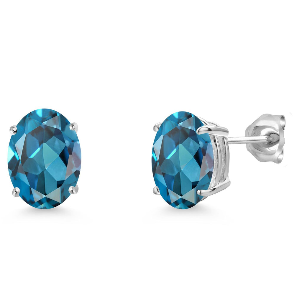 London Blue Topaz - November_Earrings in 14K White Gold