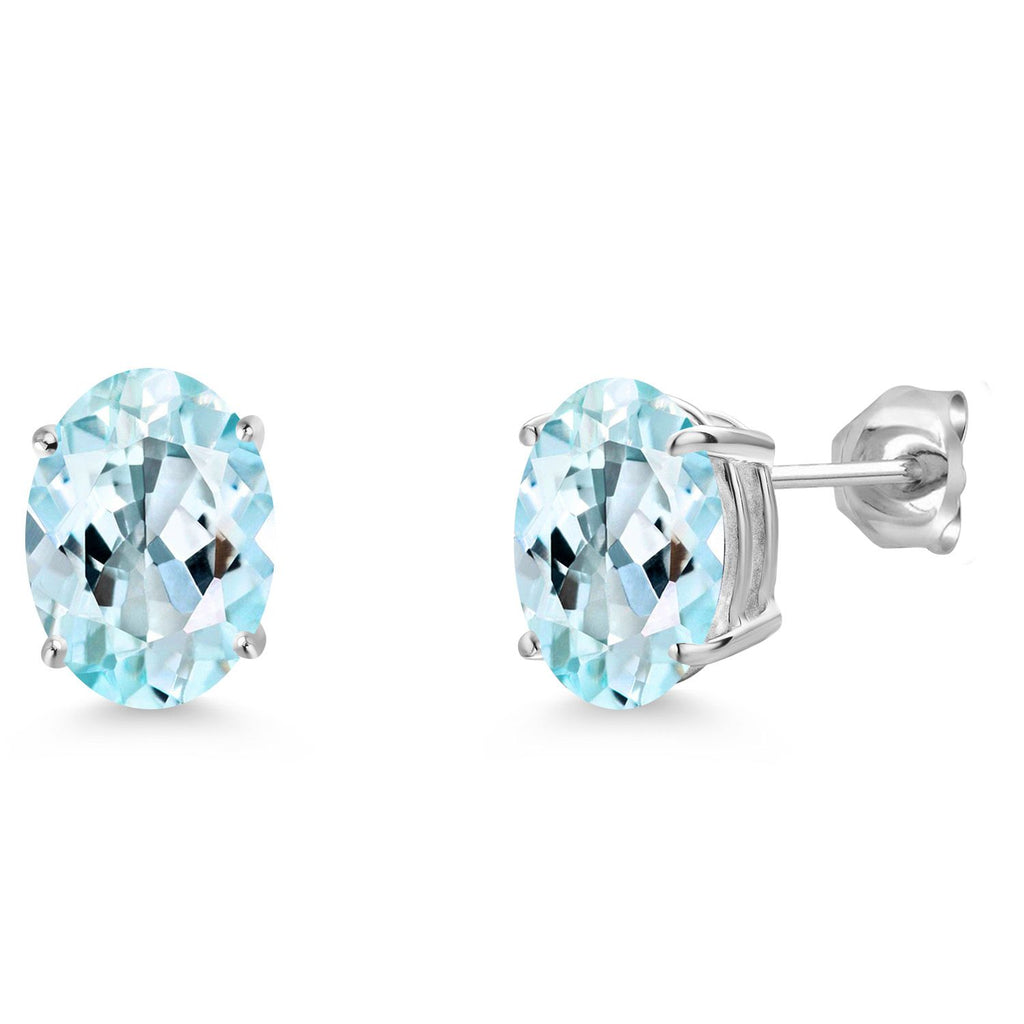 Sky Blue Topaz - November_Earrings in 14K White Gold