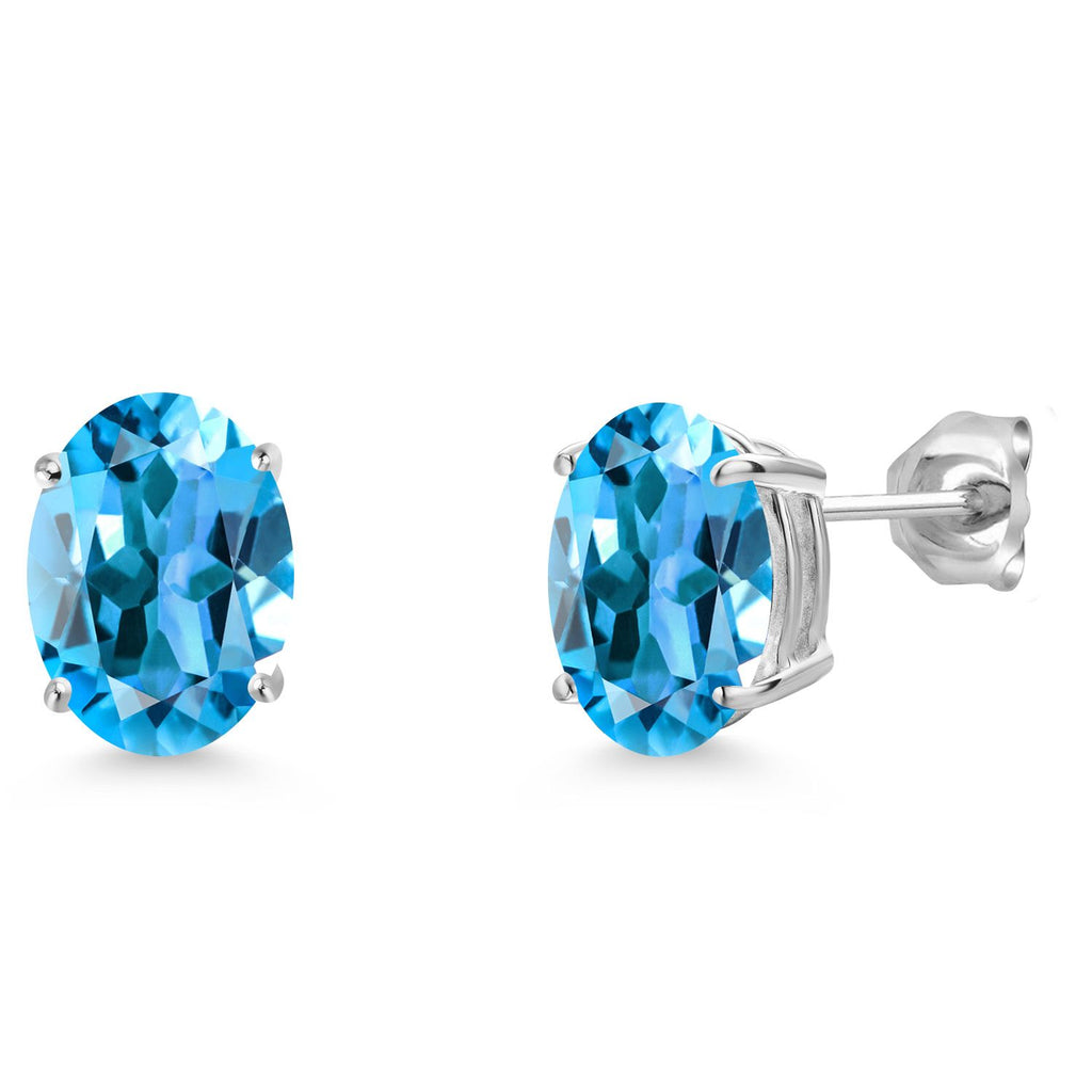Swiss Blue Topaz - November_Earrings in 14K White Gold