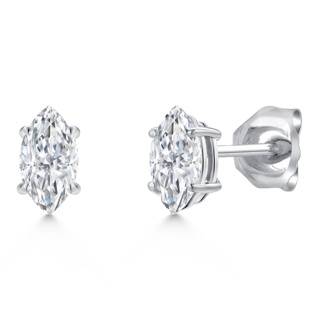 White Moissanite - April_Earrings in 14K White Gold