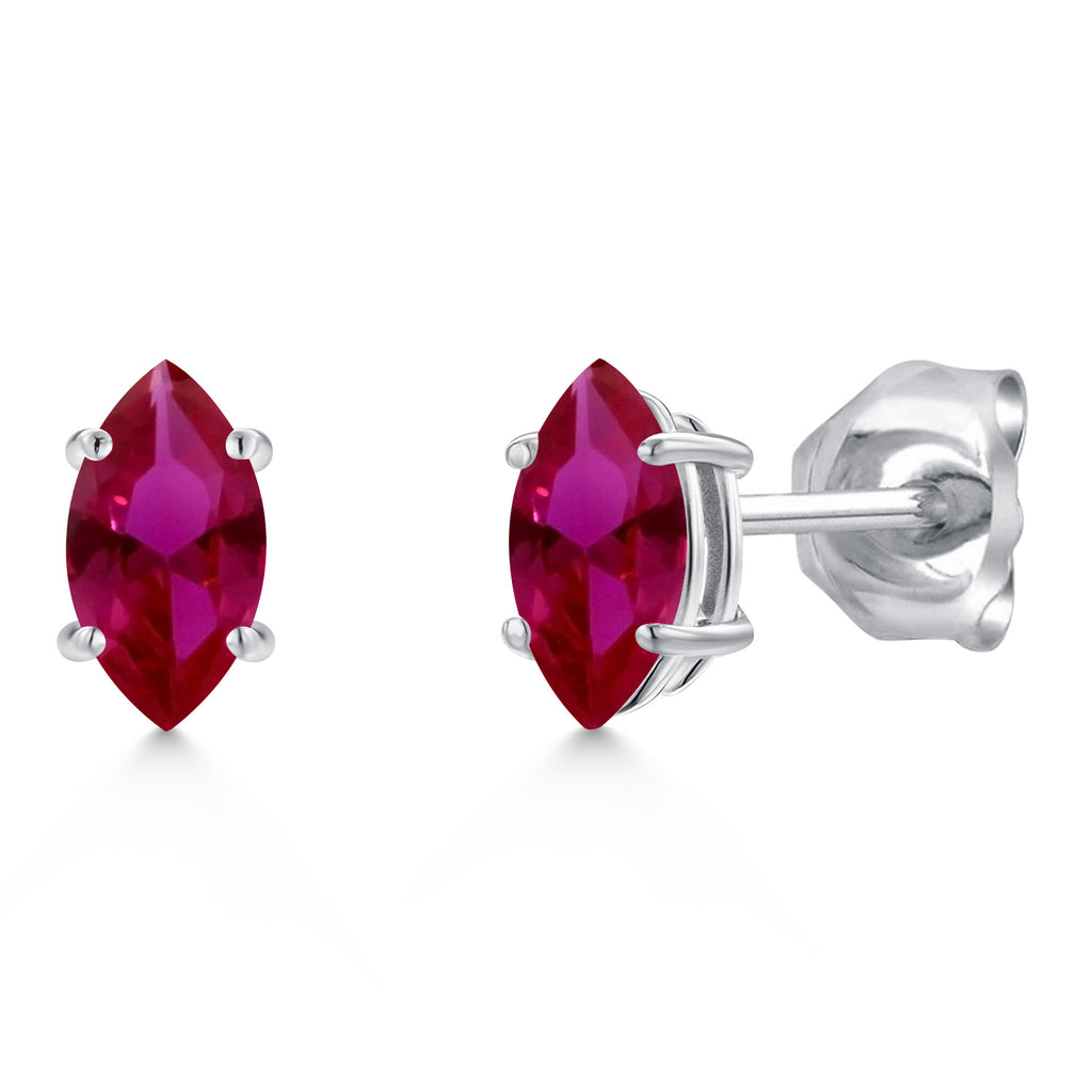Created Ruby - July_Earrings in 14K White Gold