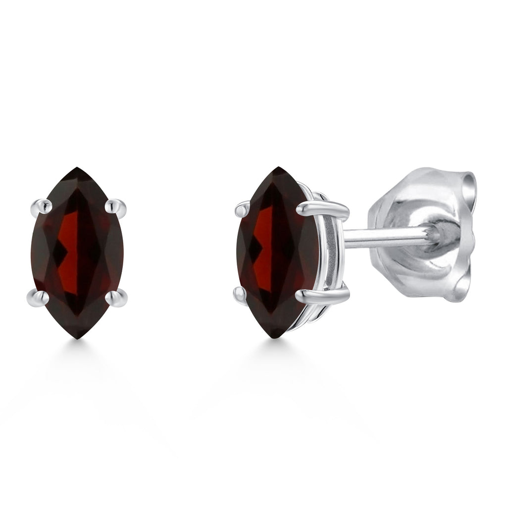 Garnet - January_Earrings in 14K White Gold
