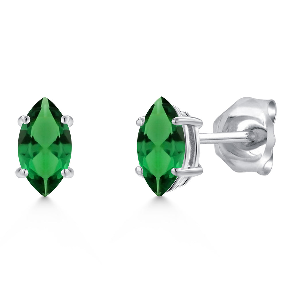 Nano Emerald - May_Earrings in 14K White Gold
