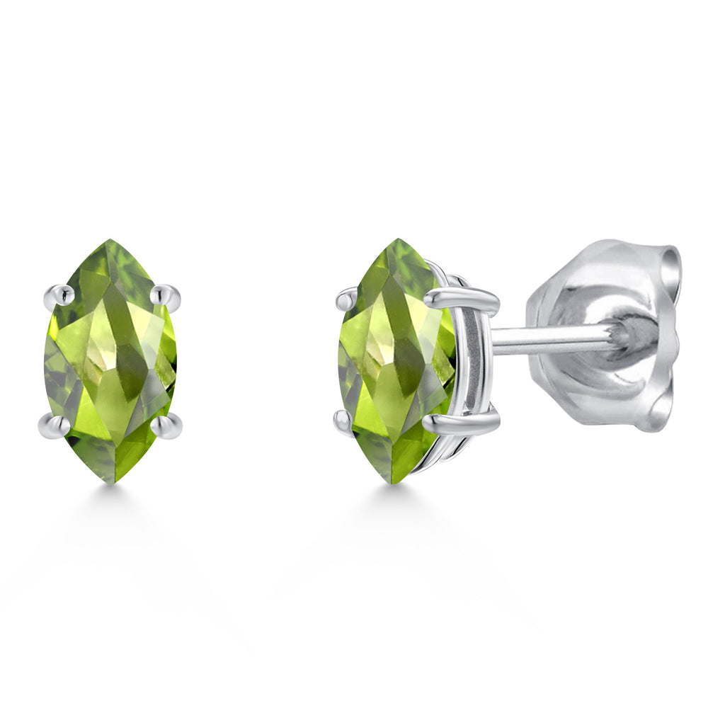 Peridot - August_Earrings in 14K White Gold