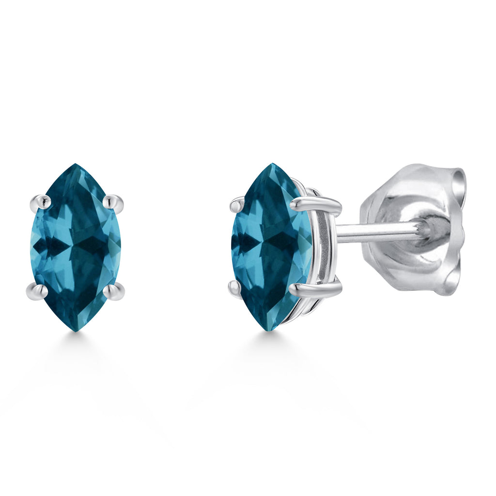 London Blue Topaz - November_Earrings in 14K White Gold