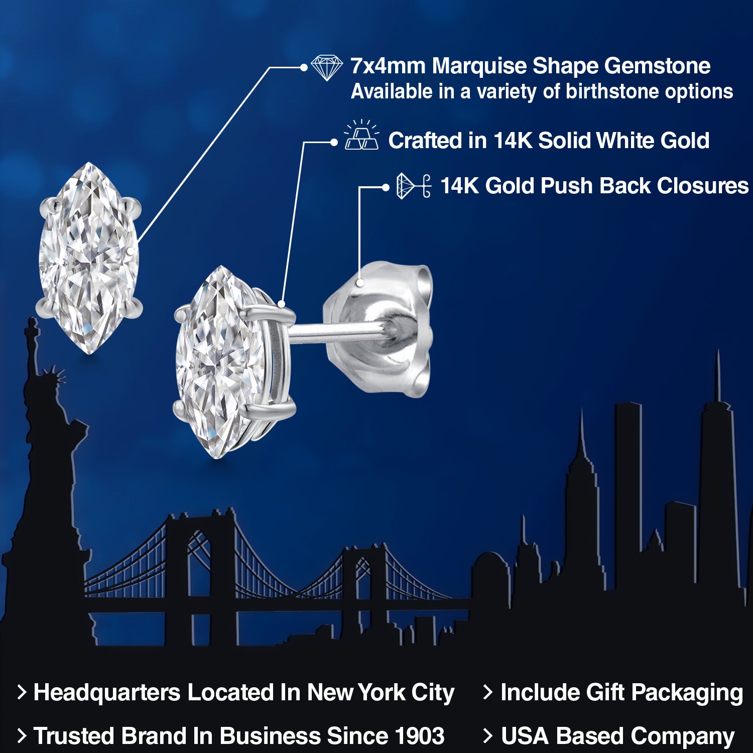 Earrings in 14K White Gold