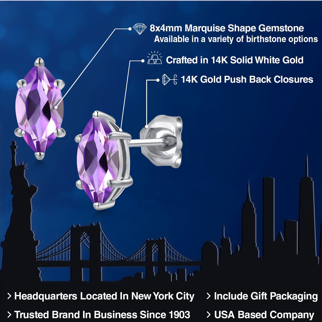 Amethyst - February_Earrings in 14K White Gold