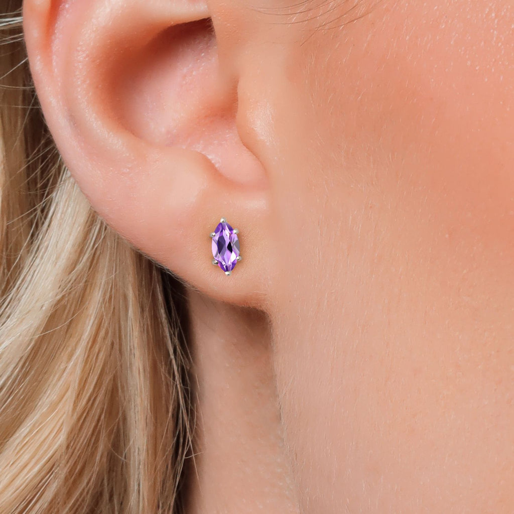 Amethyst - February_Earrings in 14K White Gold