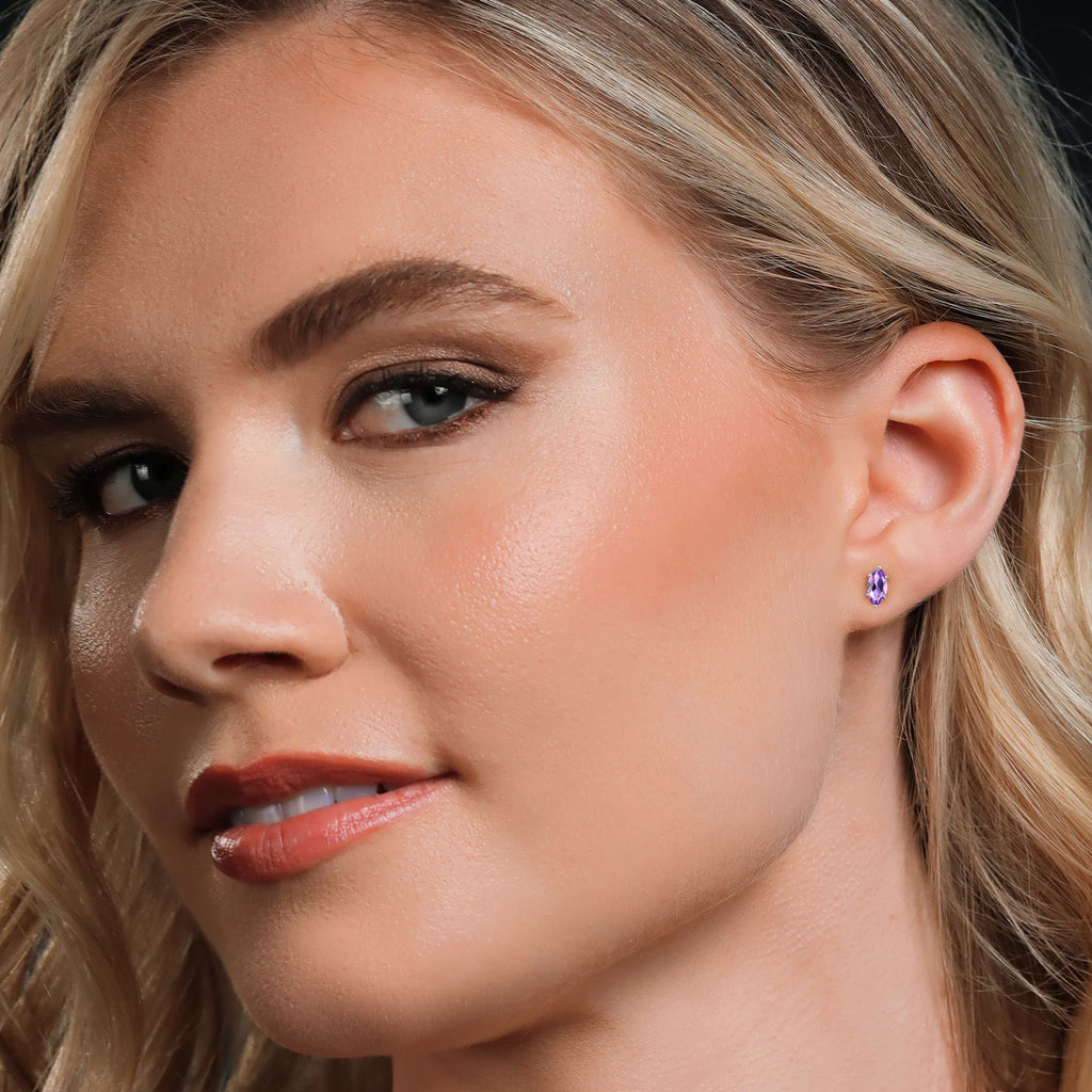 Amethyst - February_Earrings in 14K White Gold