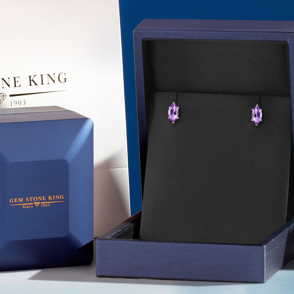 Amethyst - February_Earrings in 14K White Gold