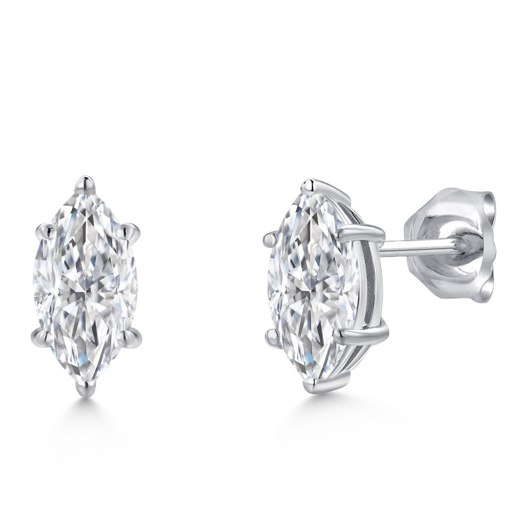 White Moissanite - April_Earrings in 14K White Gold