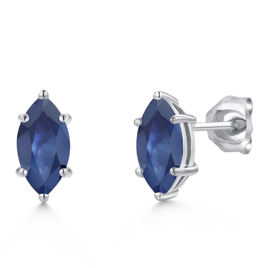 Blue Sapphire - September_Earrings in 14K White Gold